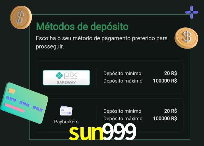 O cassino sun999 oferece uma grande variedade de métodos de pagamento